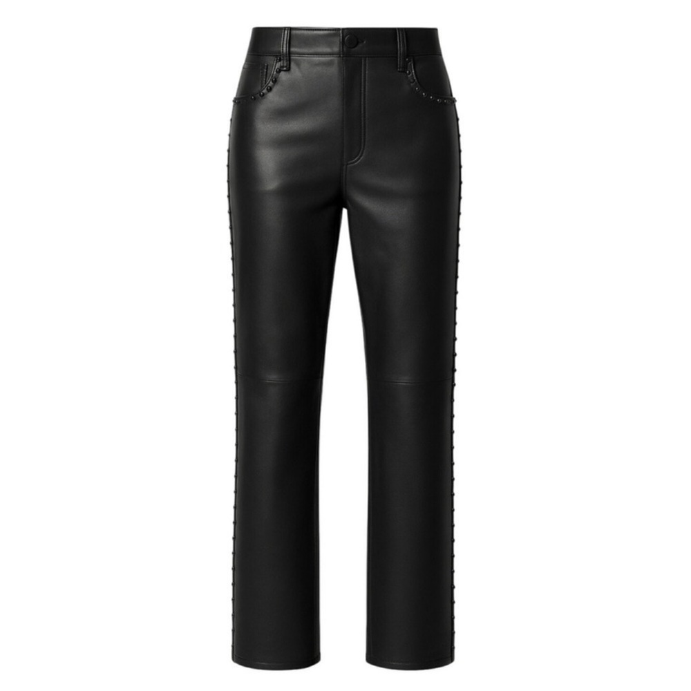 The Kooples Lambskin Leather Pants Slim Flare, Studded NWOT